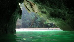 The hidden beach at the end of the Emerald Cave