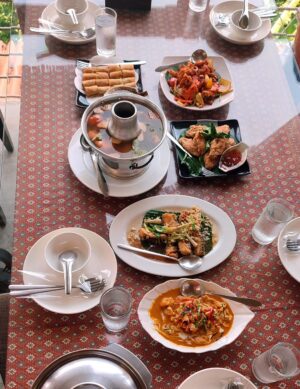 Various yummy Thai dishes to try for lunch at Khao Yai restaurant