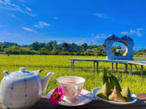"Naam kra-jeab" (น้ำกระเจี๊ยบ) & sticky rice snacks